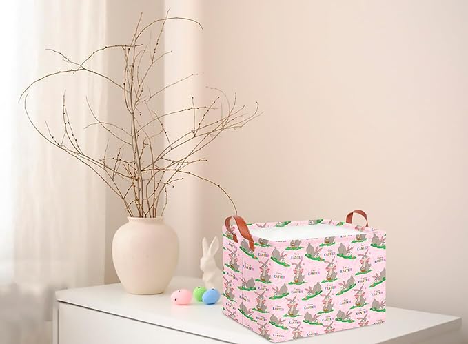 CLOCOR Rectangular Easter Basket Empty,Colorful Easter Eggs Basket for Kids,Waterproof Storage Basket with Handles,Gift Basket(Colorful Eggs)