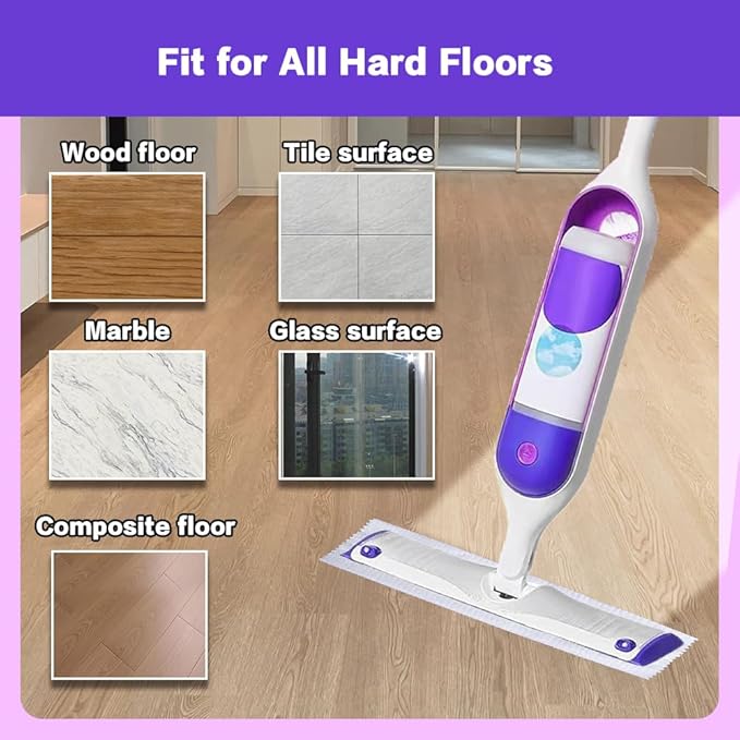 Disposable Mopping Pad Refills for Swiffer PowerMop Multi-Surface Mop and S.wiffer PowerMop Wood Mop, Spray Clean Pads Replacement (Purple -10)