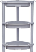 ELYKEN 3 Tier Shower Caddy Organizer Shelf Corner, 14.4 x 11.2 x 22.4 Inches, Rustproof, Plastic Shower Rack Stands for Inside Bathroom, Bathtub, Shower pan, Grey