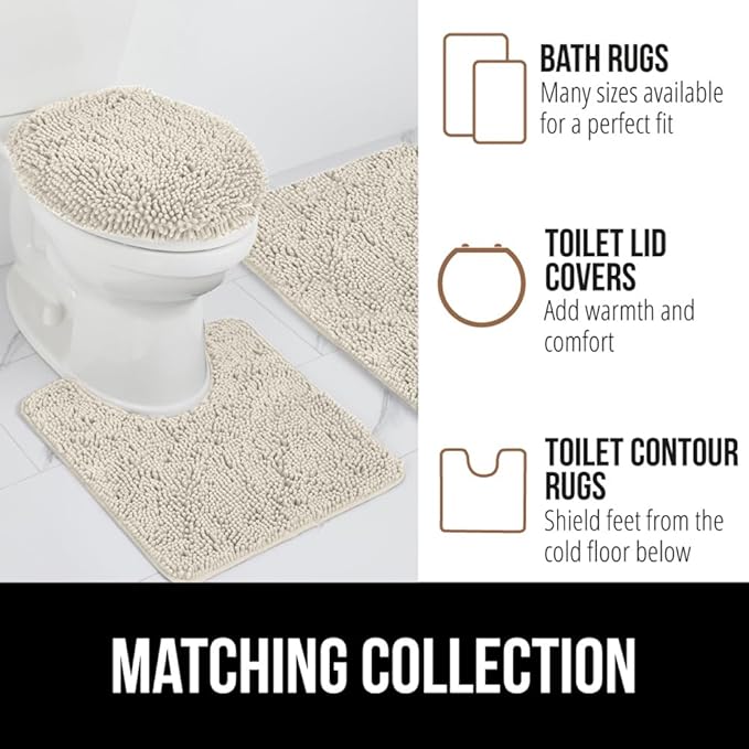 GORILLA GRIP Bath Rug Mat 30x20, Thick Soft Absorbent Chenille, Quick Dry Microfiber Mats, Rubber Backing Washable Shower Floor Rugs, US Designed Bathroom Bathmat Home Decor Accessories, Dusty Cloud