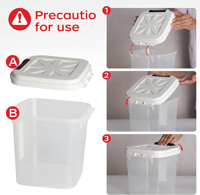 LivLab Mker Pet Food Storage Container, 5 lbs Dog Cat Treat Storage Bin with Lid, Dry Food Storage for Dog Treats, Cat Food, Cereal, Rice, Birds (4 lbs) - White