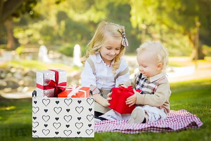 CLOCOR Rectangular Storage Basket Empty,Gift Basket,Waterproof Storage Bin with Handles,Room Decor(3PCS Cute Heart)