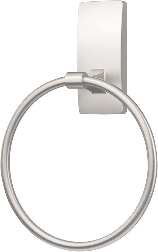 Command Hand Towel Holder Satin Nickel with Water Resistant Command Strips, Rust Resistant Bathroom Organizer, Holds up to 5 lbs