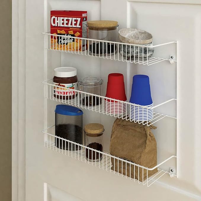 ClosetMaid 3-Tier Hanging Wall Mounted Metal Rack for Spices, Shelf Storage, Pantry Organization, Laundry, Kitchen, Bathroom, White, 8022