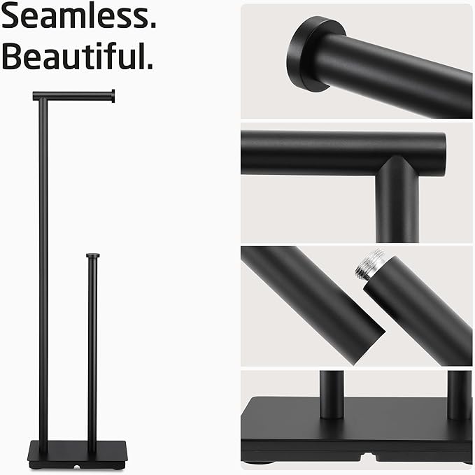 KES Freestanding Toilet Paper Holder with Reserve for Bathroom with Weighted Base, Modern Tissue Roll Holder Stand 29" H, SUS304 Stainless Steel Rustproof Matte Black, BPH286S1B-BK