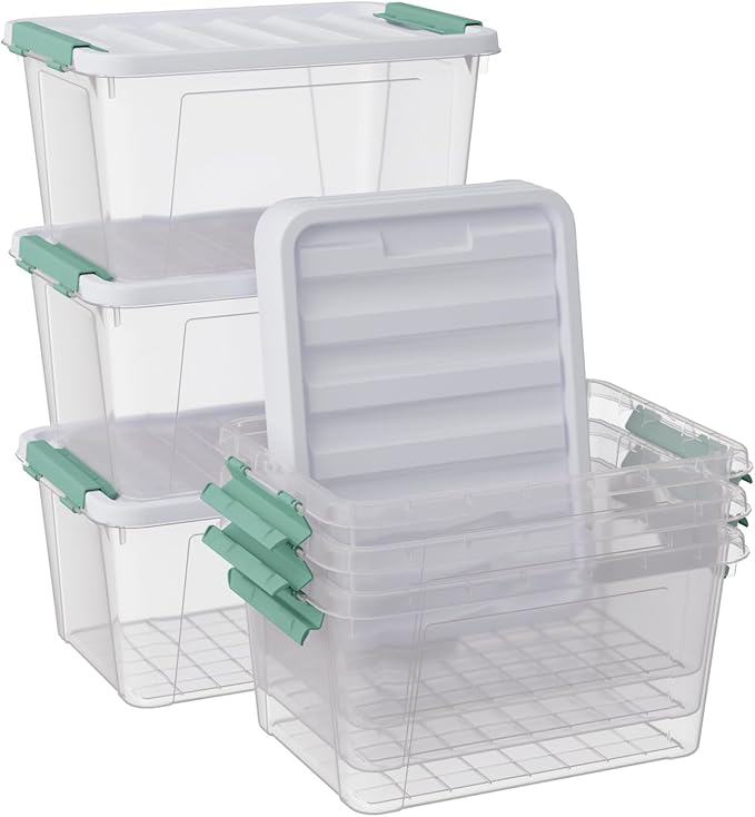 Bblina 20 Quarts Latching Storage Boxes, 6-pack Clear Plastic Bins Containers with Lids