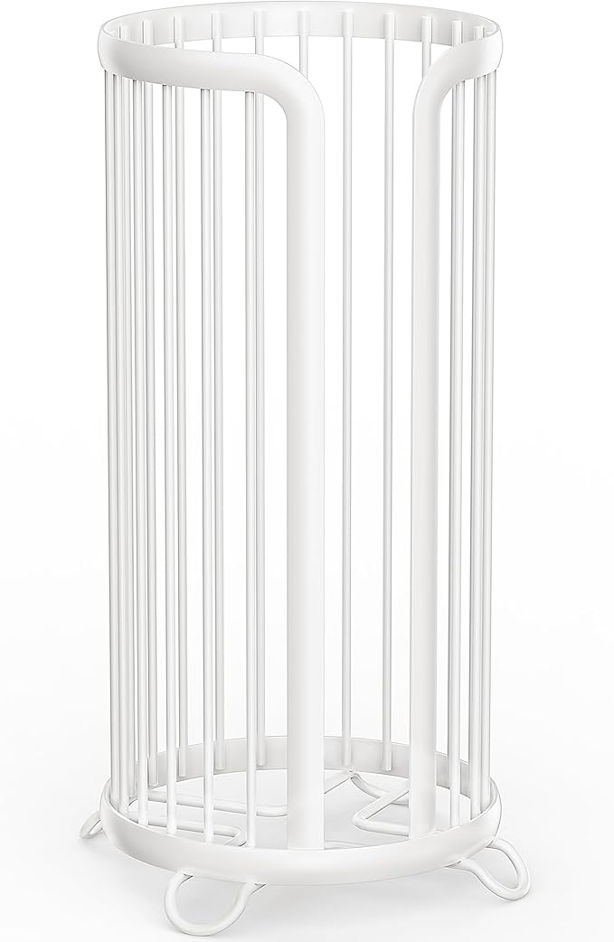 Bunoxea Toilet Paper Holder Stand, Freestanding Toilet Tissue Organizer, Minimalistic Storage Solution, Reserve Mega Rolls,Modern -2PACK White