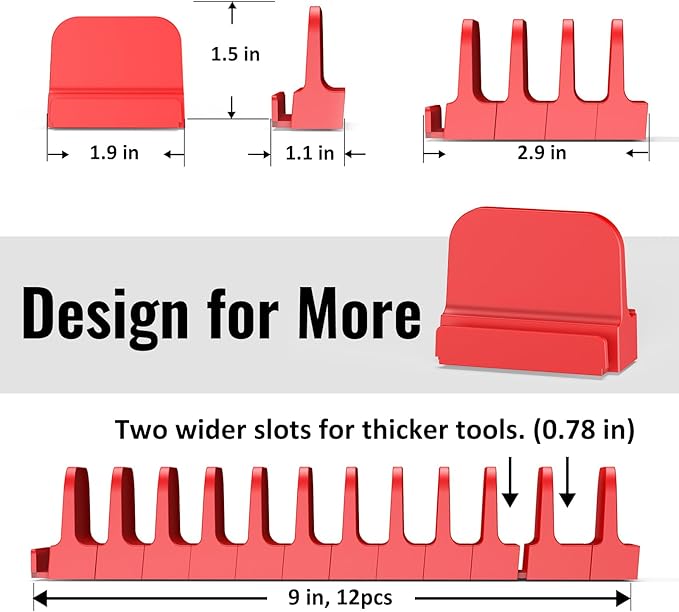 24 pcs Modular Magnetic Plier Organizers for tool boxes | Modular Plier holder for Mechanics, Technicians & DIY Toolboxes | Space-Saving & Quick-Access (Red)