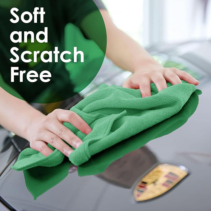 Avalon Towels Microfiber Cleaning Cloths (Value Pack of 36) - Size 16 x 16 Inches, Highly Absorbent Cleaning Rags, Lint Free, Reusable and Washable, Microfiber Towels for Cars (Green)