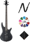 Ibanez GSR200B 4-String Bass Guitar (Weathered Black) - Right Handed Nyatoh Body Bass with GSF50 Powerpad Strap, 15 Pack Guitar Picks with Storage Box & Microfiber Cleaning Cloth (Bundle Set)