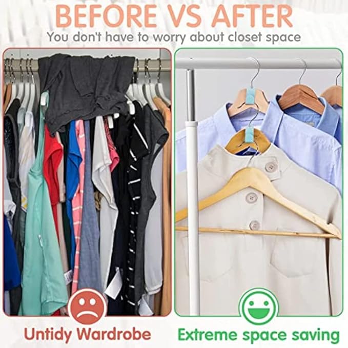 40 PCS Clothes Hanger Connector Hooks | Space Saving Extender Plastic Clip | Heavy Duty Cascading Closet Organizer | Outfit Hangers for Christmas, Home, Bedroom - Clothes Organizer