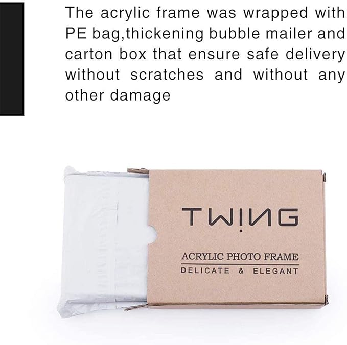 TWING 5 x 7 Inch 5 Pack Acrylic Photo Frame Horizontal Magnet Double Sided Acrylic Frames Set with Microfiber Cloth,12 + 12MM Thickness Clear Picture Frame Desktop Display Gift Ideal