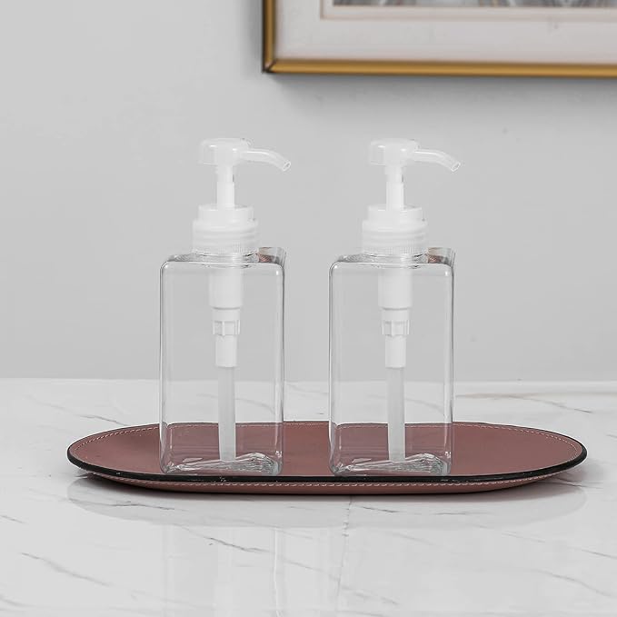 Pump Bottle, Refillable Plastic Empty Lotion Soap Dispenser Liquid Container for Bathroom Shampoo and Body Wash, 15oz/450ml Clear 2 Pack