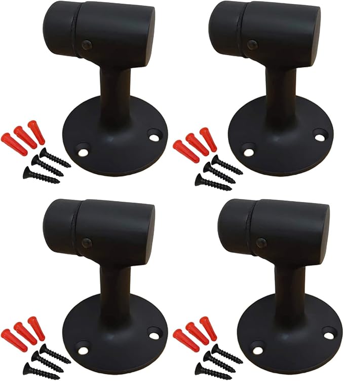 QCAA Solid Brass Door Stop, 3", Matte Black, 4 Pack, Made in Taiwan