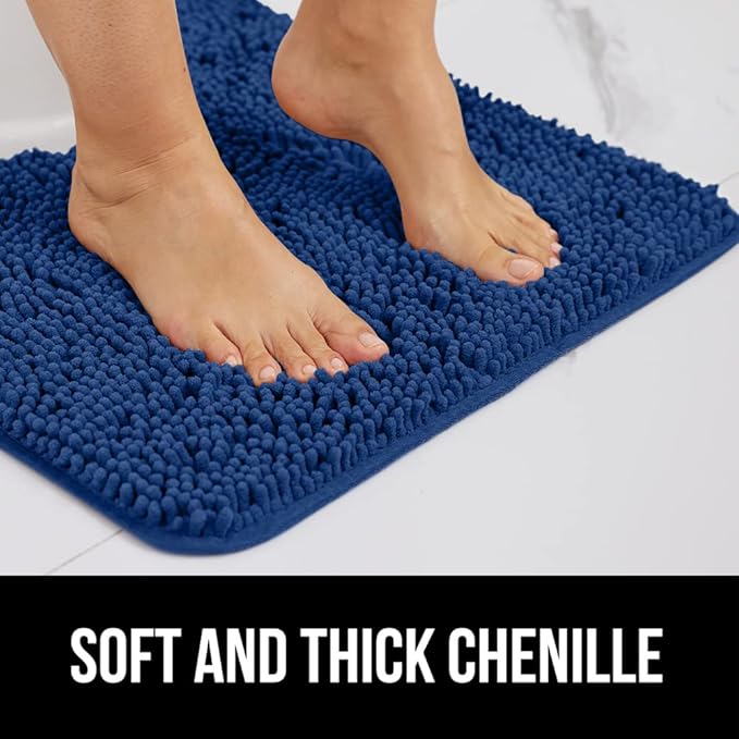 GORILLA GRIP Bath Rug Mat 36x24, Soft Absorbent Chenille, Quick Dry Microfiber Mats, Rubber Backing Washable Shower Floor Rugs, Bathmat Runner, US Designed Bathroom Home Decor Accessories Royal Blue