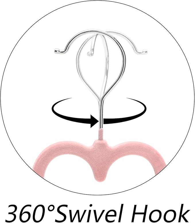 Coloch 50 Pack Pink Velvet Hangers, Non-Slip Clothes Hangers with 360 Degree Rotating Hook Thin Felt Adult Hanger for Coat, Dress, Shirt, Jacket