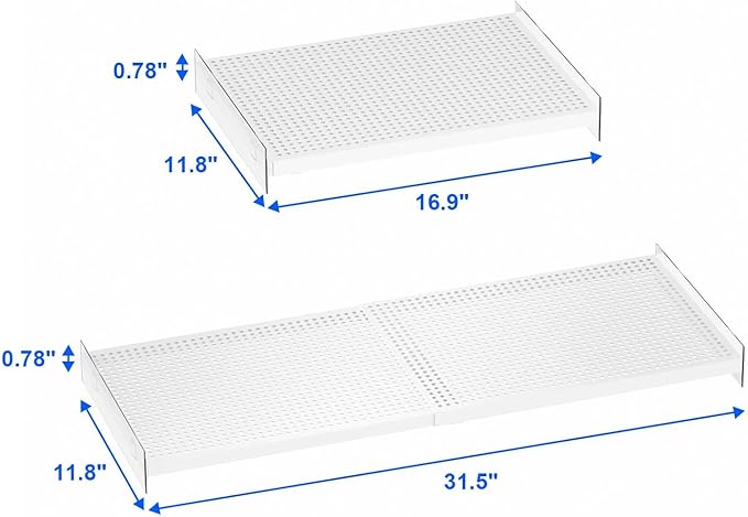 WEJIPP Closet Shelf Divider Expandable Cabinet Tension Shelving Rack Heavy Duty Metal DIY Shelf Separator for Cabinet Wardrobe Cupboard Pantry Kitchen Bedroom,White