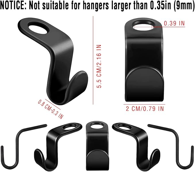 120 Pcs Clothes Hanger Connector Hooks,Plastic Cascading Hanger Hooks Extender Clips,Wardrobe Clothing Hangers Connection Hooks for Organizer Closet Space Savers, Black