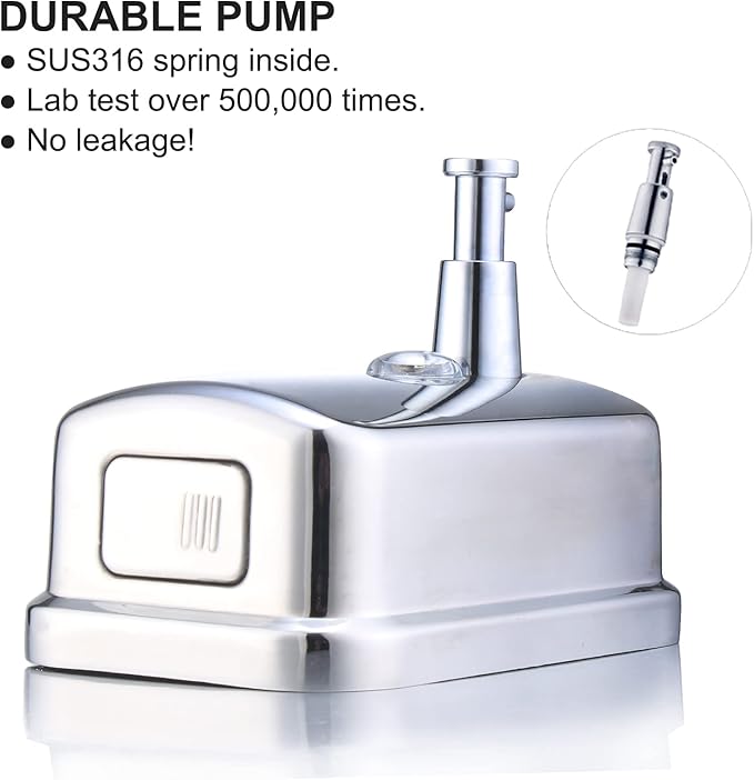 Commercial Soap Dispenser Wall Mount Stainless Steel Manual Liquid Pump Rust-Proof Leak Free for Bathroom (17 fl oz / 500ml)