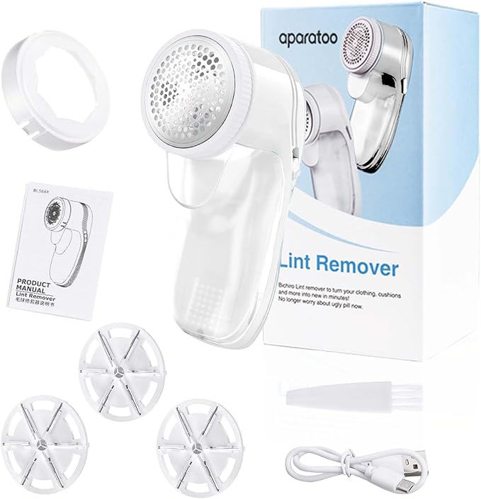 Fabric Shaver, Electric Lint Remover, Lint Shaver with 3 Replaceable Blades USB Rechargeable, Sweater Shaver, Clothes Shaver, Pilling Remover, Fabric Shaver Fuzz Remover for Clothes Furniture