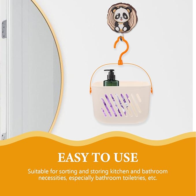 Plastic Hanging Shower Basket, 8.26 x 5.51 x 5.11 Inch, Portable Kitchen Organizer with Hook, Storage Basket for Garlic, Ginger, and Small Items