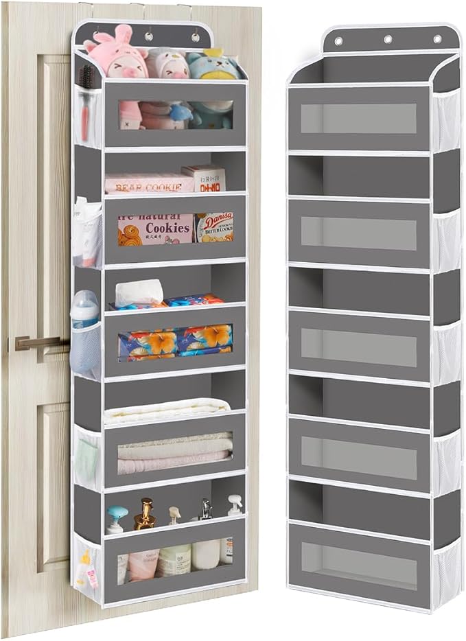 Over The Door Organizer, 5 Shelves Closet Door Hanging Storage and Organizer with 10 Mesh Pockets, Nursery Closet Organizer, Baby Essentials, Stuffed Animal Storage