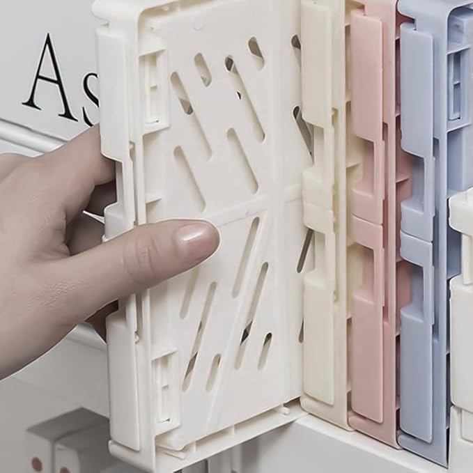 Small Pastel Plastic Storage Bins 2Pcs Foldable Pastel Crates Plastic Basket Colorful Storage Containers Baskets for Classroom Kitchen Office Bedroom Desktop Home Decor (White 9.8" x 6.5" x 3.8")