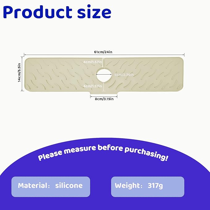Silicone Faucet Splash-Proof pad, Multifunctional Water-Saving Splash-Proof Cushion, Universal Faucet Cover, Suitable for Kitchen and Bathroom Sink Faucet (White, 24 * 5.5)
