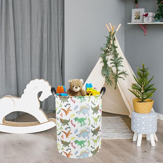 Dinosaur Laundry Basket,Kids Toys Storage Bin for Bedroom,Waterproof Baby Clothes Hamper with Handles,Nursery Hamper,Room Decor,Gift Baskets(Howling Dinosaur)