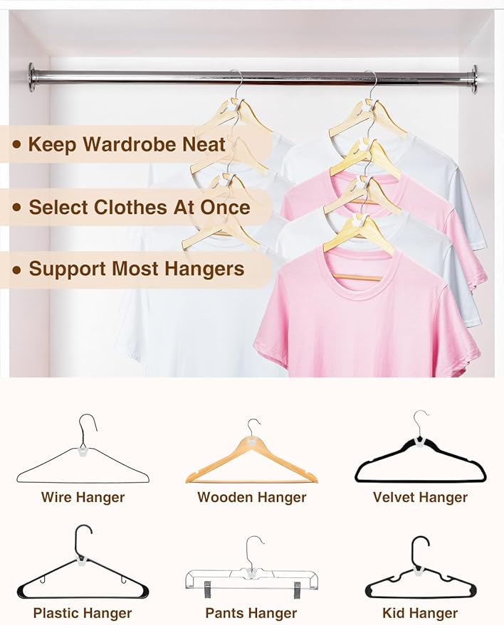 Smartor Clothes Hanger Connector Hooks 30 Pack, Closet Storage and Organization as Hangers Space Saving, Hanger Add on Hook as Closet Organizer, Stacking Hangers, Cascading Space Saver, White