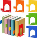 5 Set Metal Book Ends for Shelves Rainbow Book Shelf Dividers Library Shelf Marker Bookends Stopper Colorful Office Stand Holder for Heavy Books Desk Home Movies Kitchen Cds