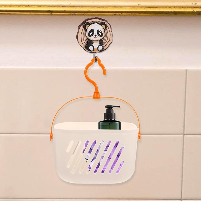 Plastic Hanging Shower Basket, 8.26 x 5.51 x 5.11 Inch, Portable Kitchen Organizer with Hook, Storage Basket for Garlic, Ginger, and Small Items