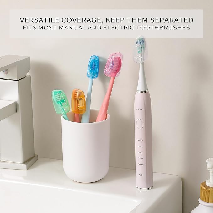 Muslish 20 Pack Toothbrush Covers, Portable Toothbrush Head Cover Caps, Toothbrush Case Protector for Home and Travel, Fits Most Manual and Electric Toothbrushes (Multicolor)