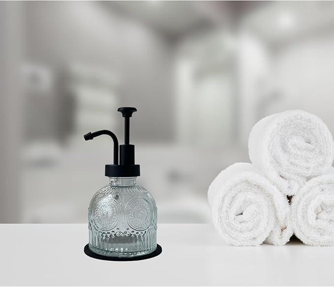 Vintage Soap Dispenser for Bathroom,Glass Kitchen Soap Dispenser with Pump,Farmhouse Antique,Cute Small Rustic Decor (White)