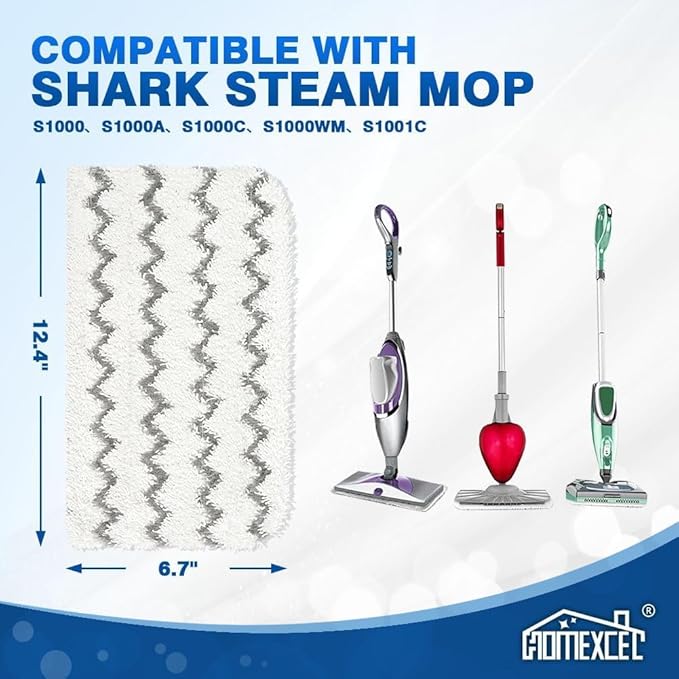 HOMEXCEL Steam Mop Replacement Pads for Shark Steam Mops S1000/S1000A/S1000C/S1000WM/and S1001C-Reusable Microfiber Steamer Scrub Mop Pads for All Hard Floors-4 Pack