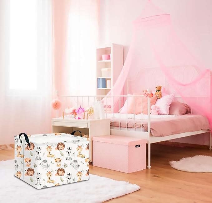 CLOCOR Rectangular Storage Basket Empty,Gift Basket,Waterproof Storage Bin with Handles,Room Decor(Watercolor Animal)