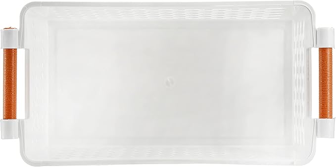 Yesland 6 Pack Plastic Storage Basket, White Organizing Bins Basket with Handles, Sturdy Plastic Closet Baskets Containers for CD, Small Closet Storage in Home Office - 12 x 6 x 5 Inches
