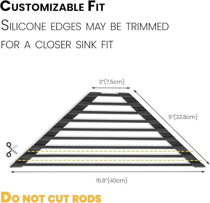Mistifi Full Silicone-Coated Triangle Roll-Up Dish Drying Rack with Steel Core for Sink Corners – Multipurpose Over-The-Sink Kitchen Drainer & Space-Saving Organizer (Gray)