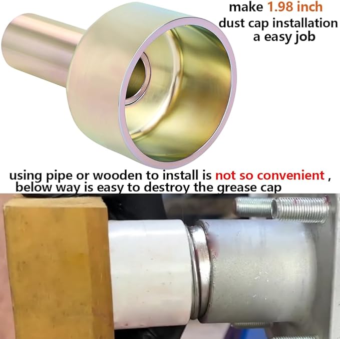 Trailer Dust Cap Installation Tool 1.98 inch Trailer Dust Cap Tool Axle Grease Cap Tool (1.98 '' Dust Cap Driver)