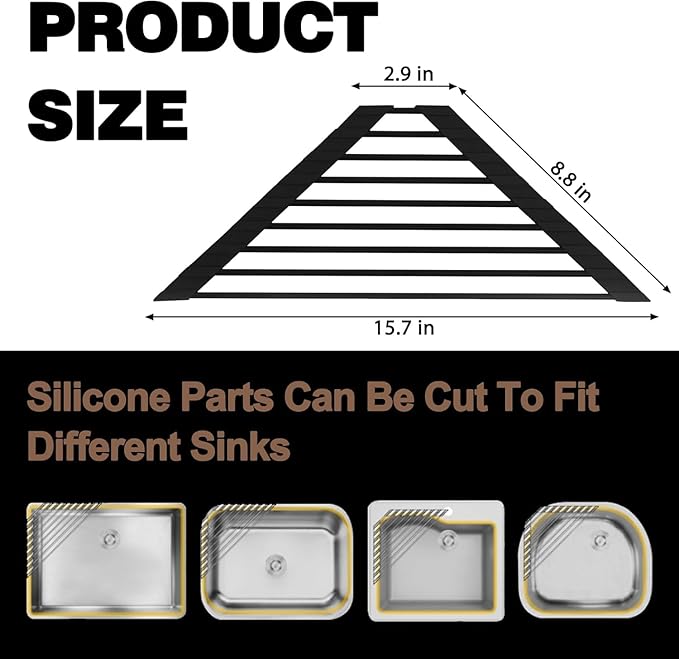 Mistifi Full Silicone-Coated Triangle Roll-Up Dish Drying Rack with Steel Core for Sink Corners – Multipurpose Over-The-Sink Kitchen Drainer & Space-Saving Organizer (Black)