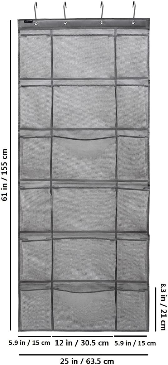 ANZORG Over The Door Hanging Shoe Rack Organizer 18 Pockets Organizer with 6 Extra Large Mesh Pockets for Shoe Holder Storage (18 Pockets)