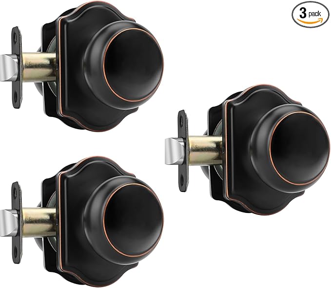 Haidms Oil Rubbed Bronze Closet Door Knobs Interior, Passage Interior Door knobs, Bronze Indoor Closet Doorknobs for Closet or Hall (3 Pack)