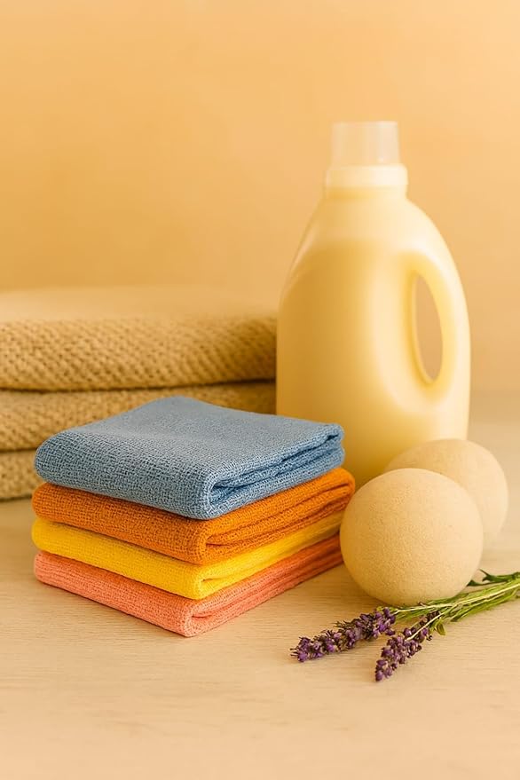 The EveryCart Microfiber Cleaning Cloths, 50 Pack, Multi-Color Blue Yellow Orange Pink, Lint Free Machine Washable, 16 x 16 Inches, Ultra-Absorbent for Home Kitchen Cleaning (Orange)
