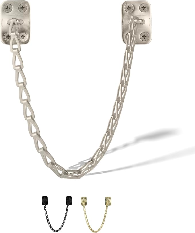 MEGA HANDLES Transom Door Chain 12-Inch, Door Chain Stopper for Transom Windows, Cabinet Door Restraint, Chain Lid Support, Durable Transom Window Hardware for Enhanced Safety - Satin Nickel