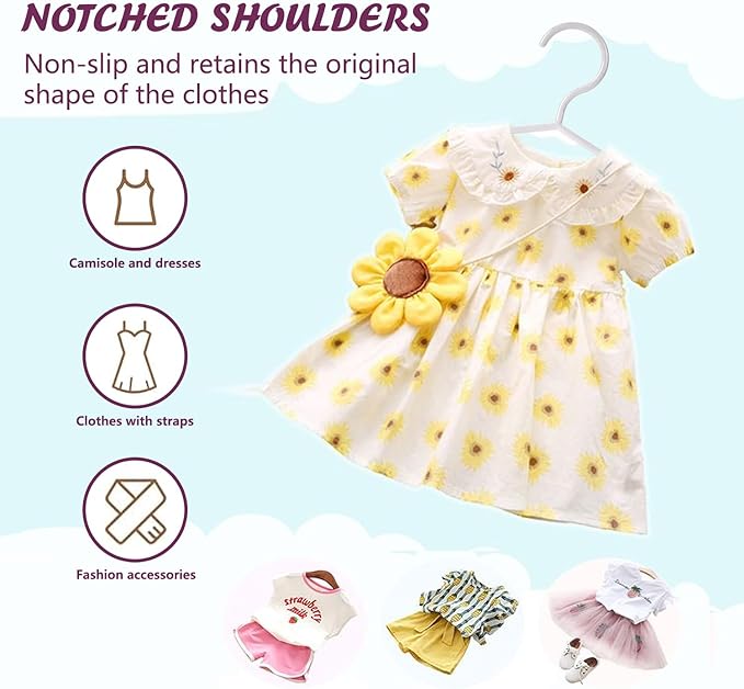 Kids Hangers - 100 Pack, 11.5 Inch White Baby & Toddler Hangers for Closet - Ideal for Baby Standard Use