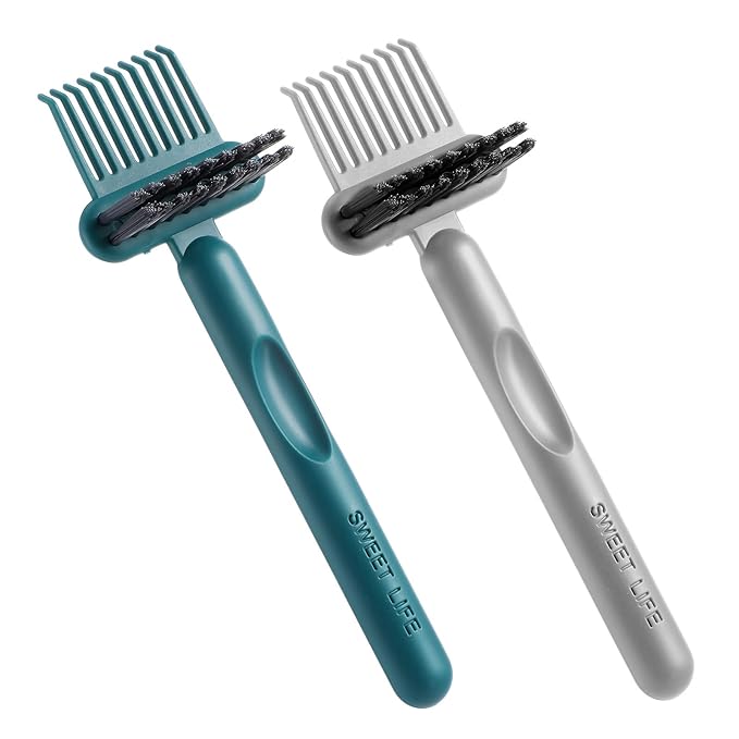 2Pcs 2-in-1 Hair Brush Cleaner & Remover Tool Brush Cleaning Tool Comb Cleaner Effective Hairbrush Cleaner Hair Brush Remover Rake for Man Woman Home Travel Salon Removing Hair Dust (Gray; Green)