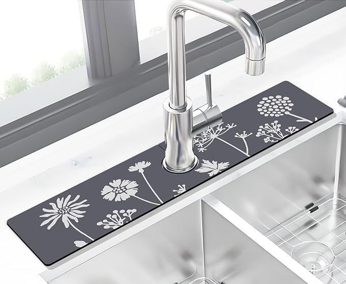 Kitchen Sink Splash Guard Faucet Mat -2 PC Super Absorbent Fast Drying Mat Sink Gadgets-Splash Guard Behind Faucet Drip Catcher for Kitchen(23.5" X 5.5" )