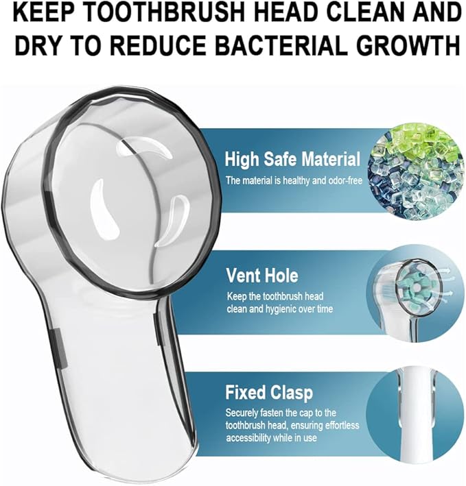 Toothbrush Covers Caps Compatible with Oral B Replacement Heads,Fits for iO Series Ultimate White,Ultimate Clean and Gentle Care Toothbrush Heads Protector,Travel Must Haves(6pcs)
