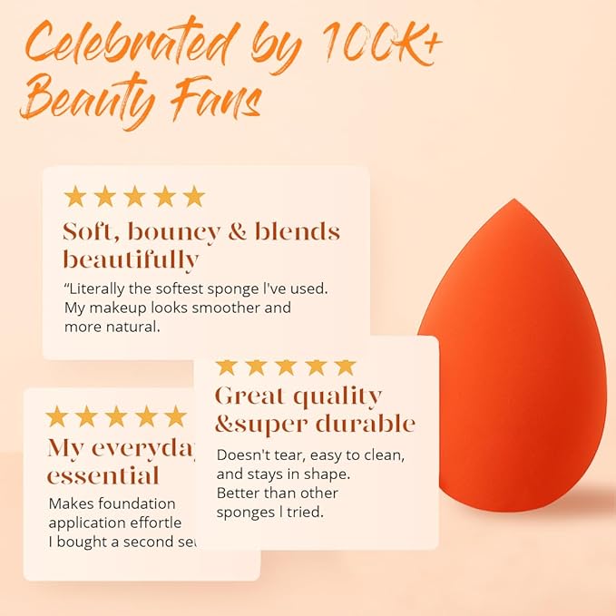 BEAKEY Makeup Sponge Set 5 Pack Micro Porous Low Absorption Soft Latex Free Foundation Beauty Sponges & Blenders for Powder Cream