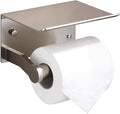 Homely Trove Toilet Paper Holder with Shelf - 3M Self Adhesive Tissue Towel Dispenser or Wall Mounted Toilet Paper Roll Holder - Rustproof Bathroom Phone Holder Tissue Holder Brushed Nickel